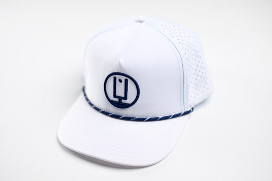 White and Navy Uprights Rope Hat