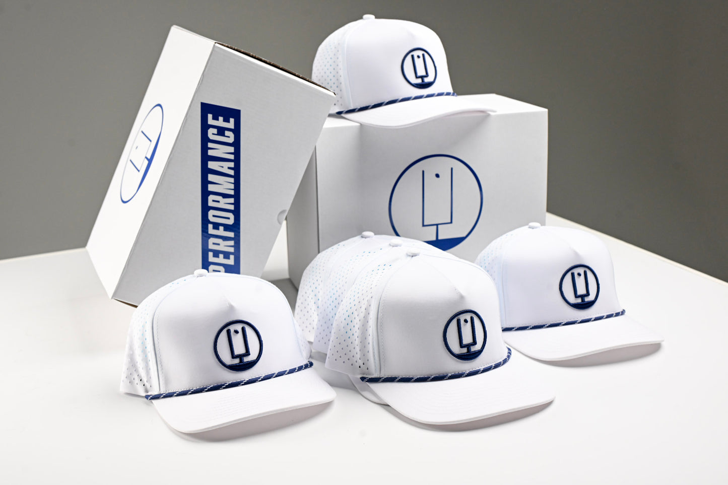 White and Navy Uprights Rope Hat