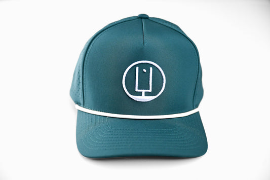 Dark Teal and White Rope Hat