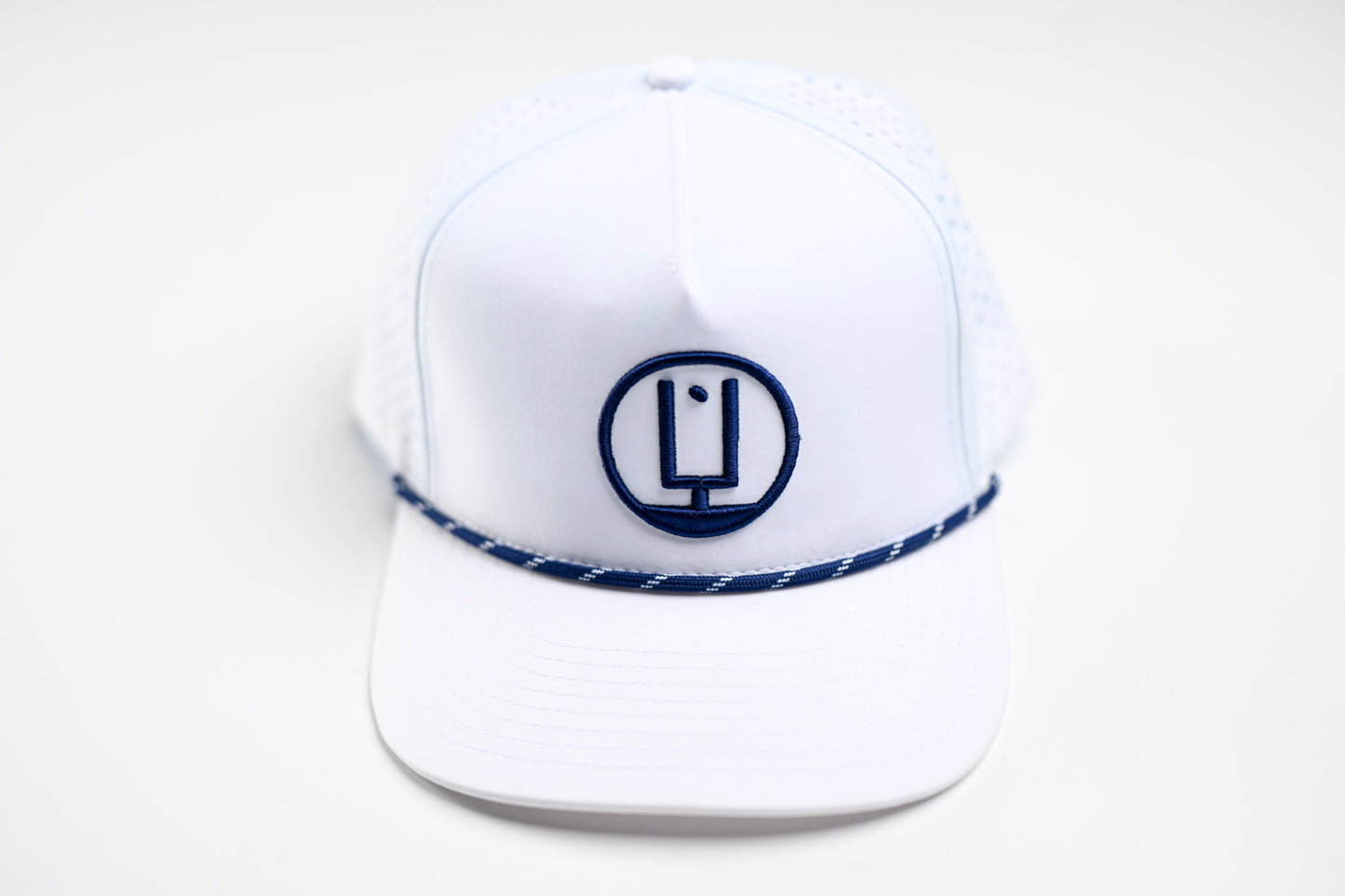 White and Navy Uprights Rope Hat