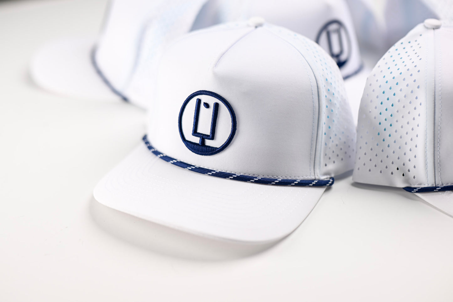 White and Navy Uprights Rope Hat